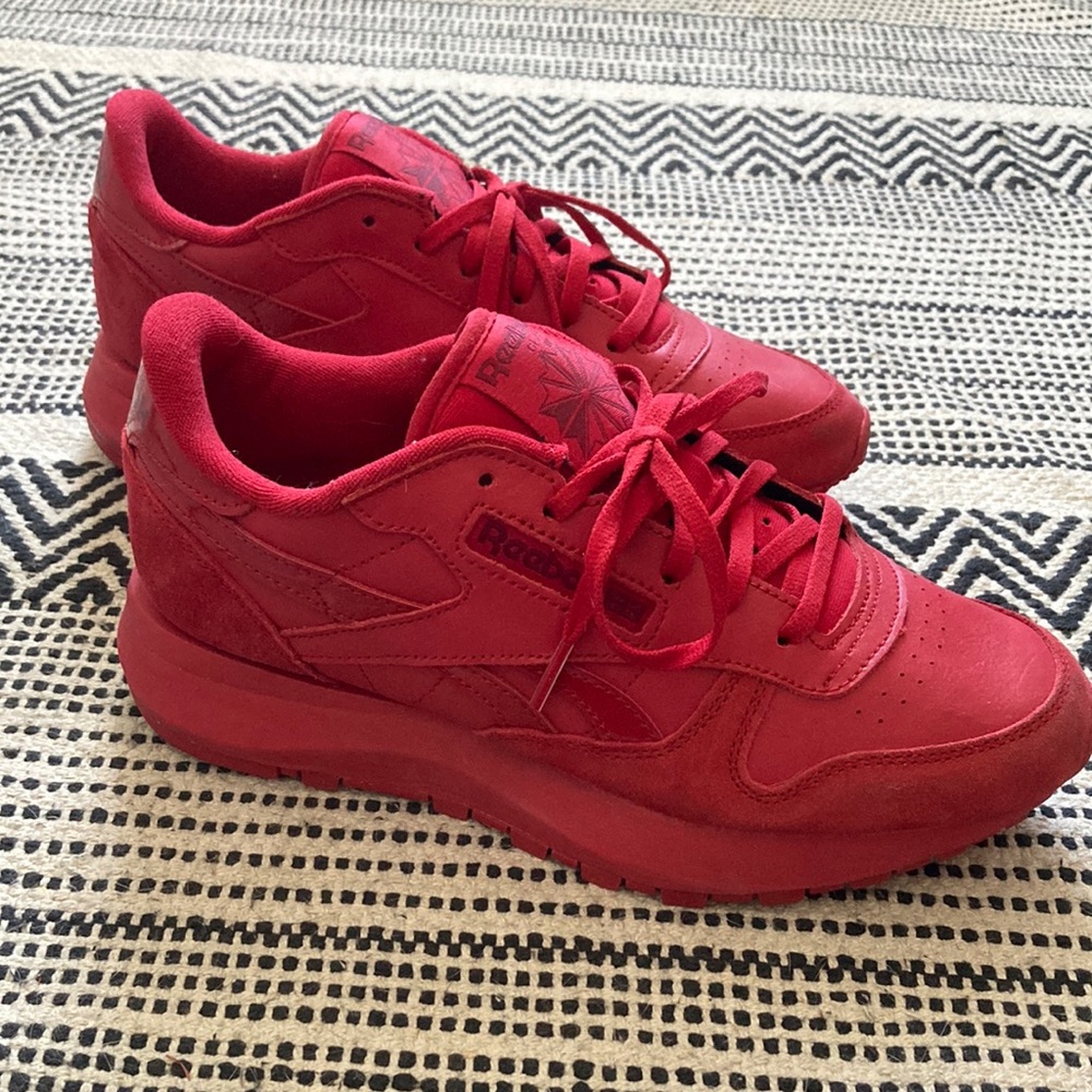 Red Reebok sneakers